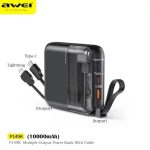 Awei P149K 10000mAh 22.5W Fast Charging Power Bank | Built-in Cable | Digital Display